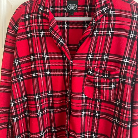 Laura Ashley Red Plaid Button-Up Nightgown Medium - Picture 3 of 5